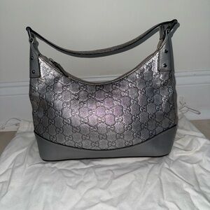 Gucci Silver Metallic Guccissima bag